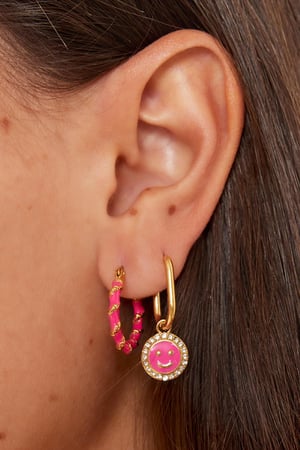 Stainless steel earrings with golden wrap detail Rose h5 Picture3